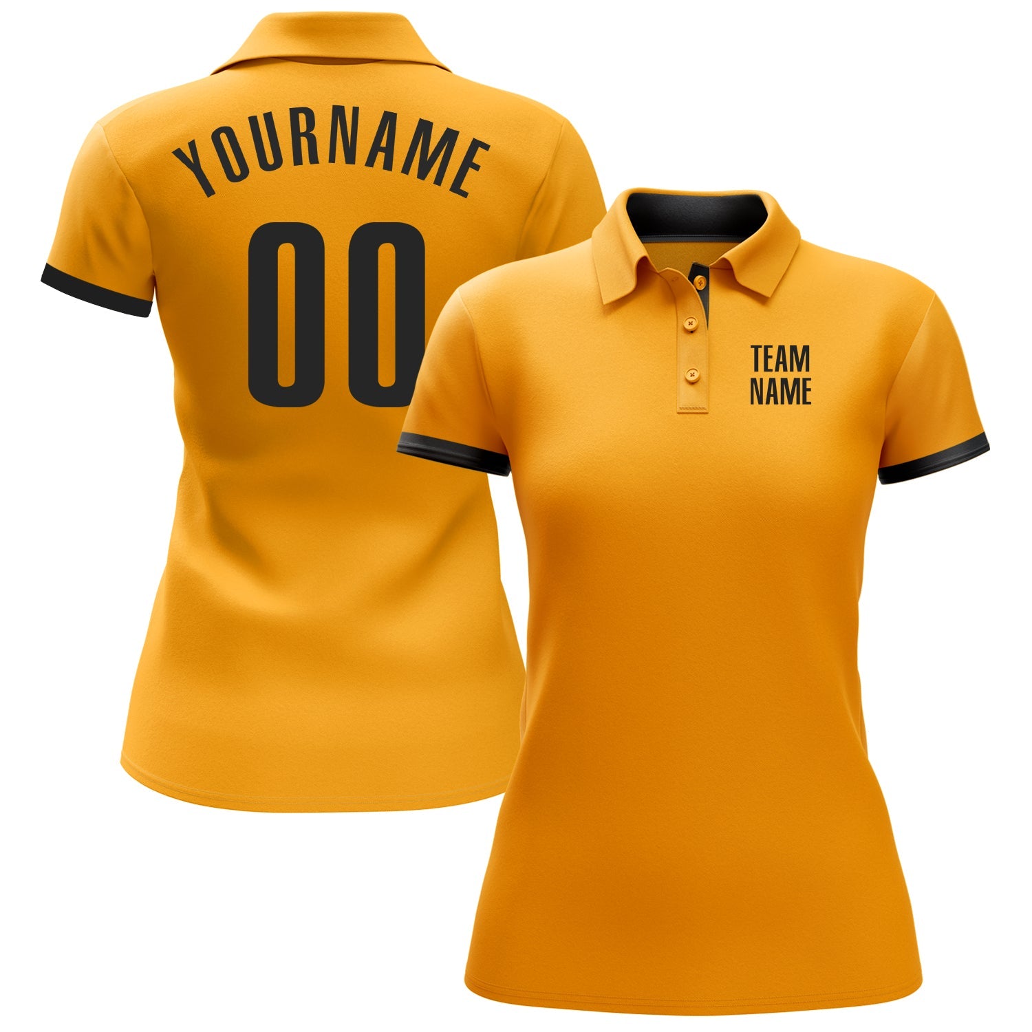 Custom Gold Black Performance Golf Polo Shirt view 2