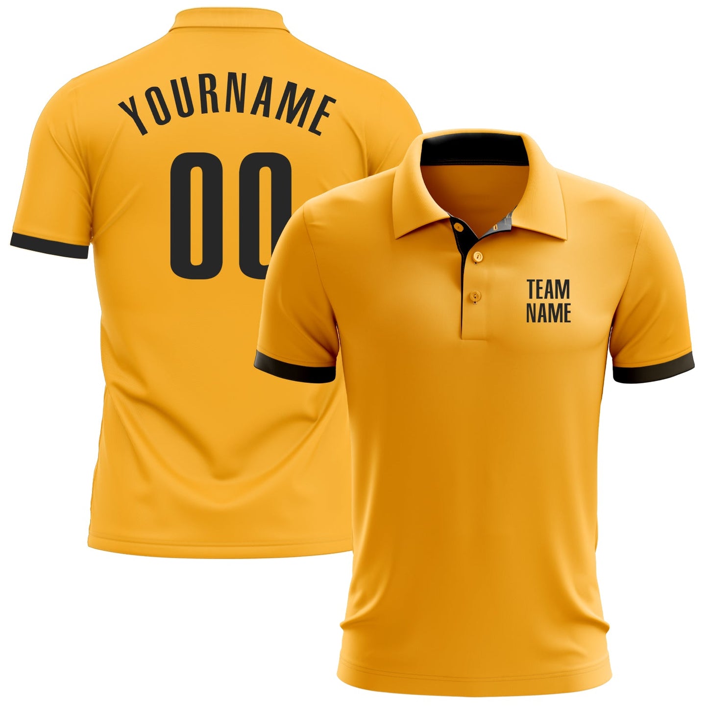 Custom Gold Black Performance Golf Polo Shirt - Main View