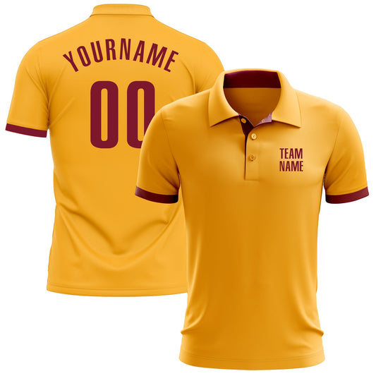 Custom Gold Crimson Performance Golf Polo Shirt - Main View