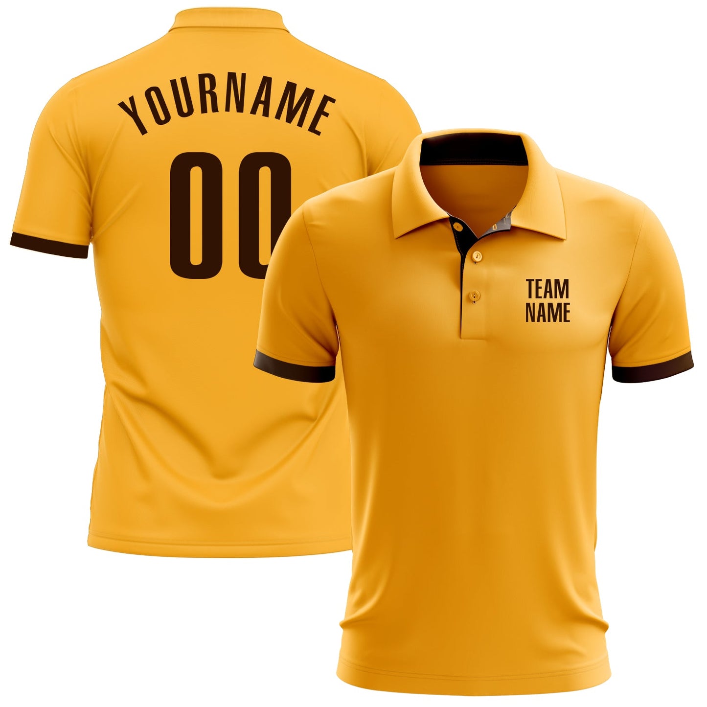 Custom Gold Brown Performance Golf Polo Shirt - Main View