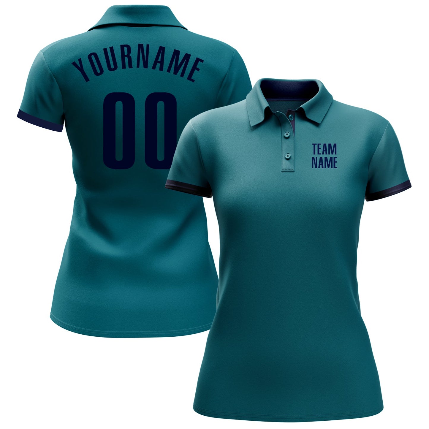 Custom Teal Navy Performance Golf Polo Shirt view 2