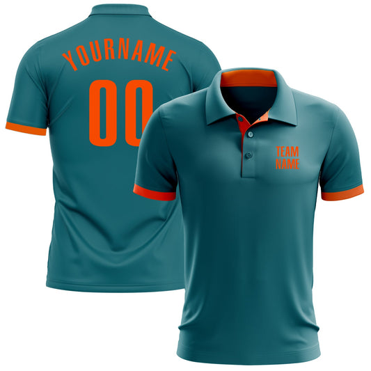 Custom Teal Orange Performance Golf Polo Shirt - Main View