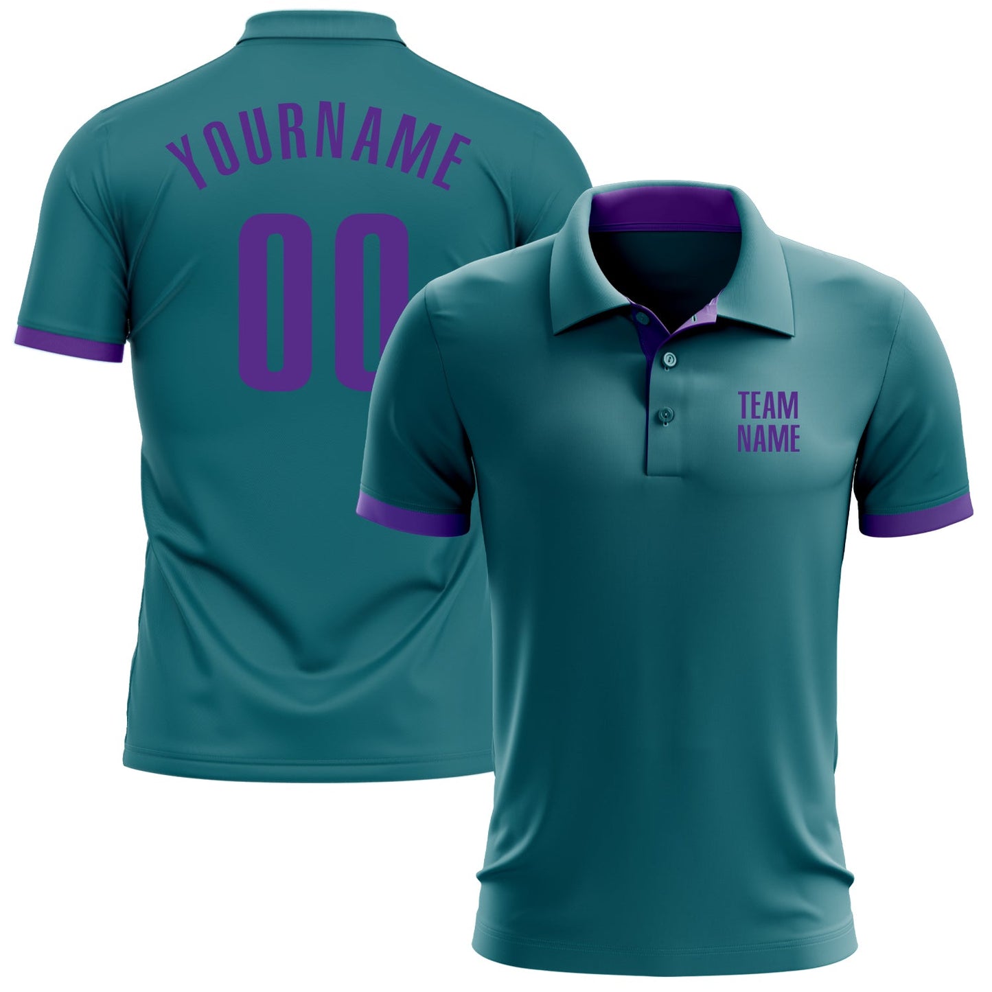 Custom Teal Purple Performance Golf Polo Shirt - Main View