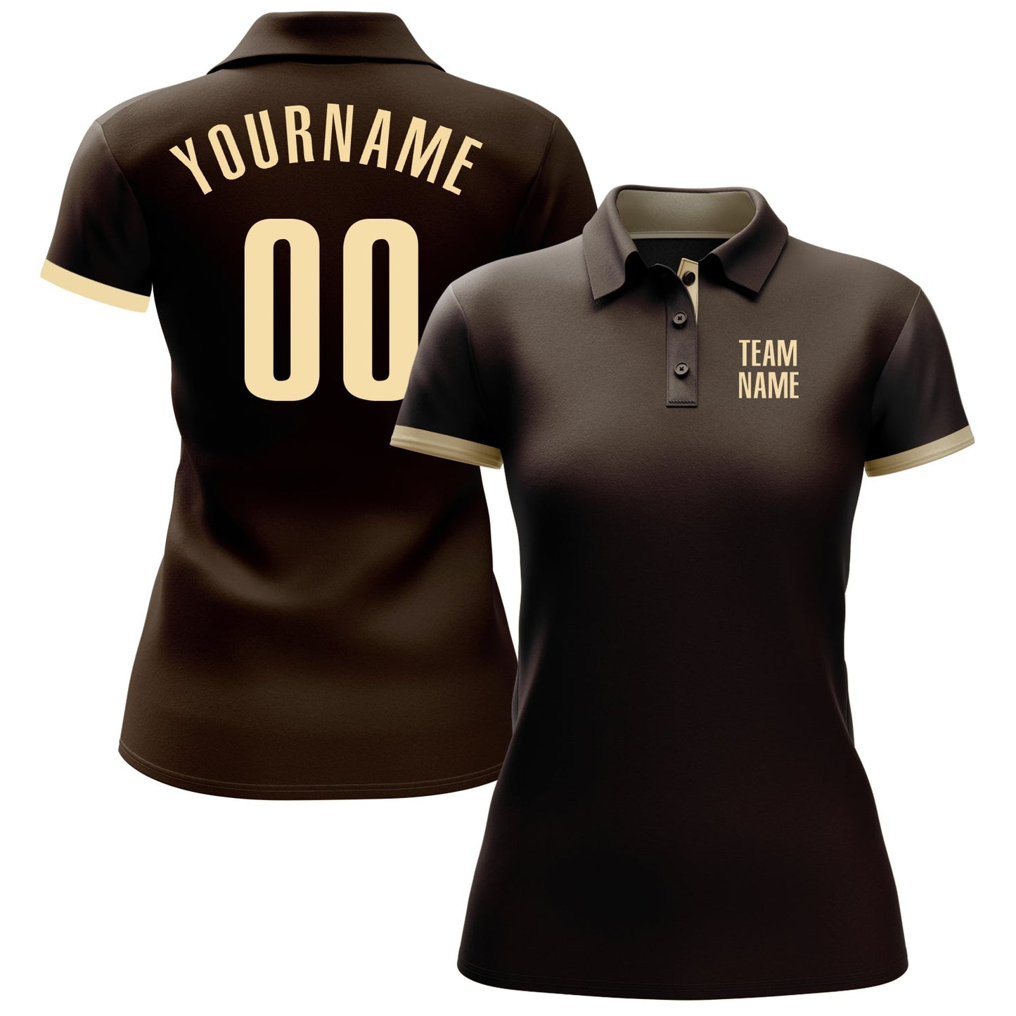 Custom Brown Cream Performance Golf Polo Shirt view 2