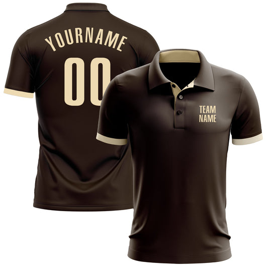 Custom Brown Cream Performance Golf Polo Shirt - Main View