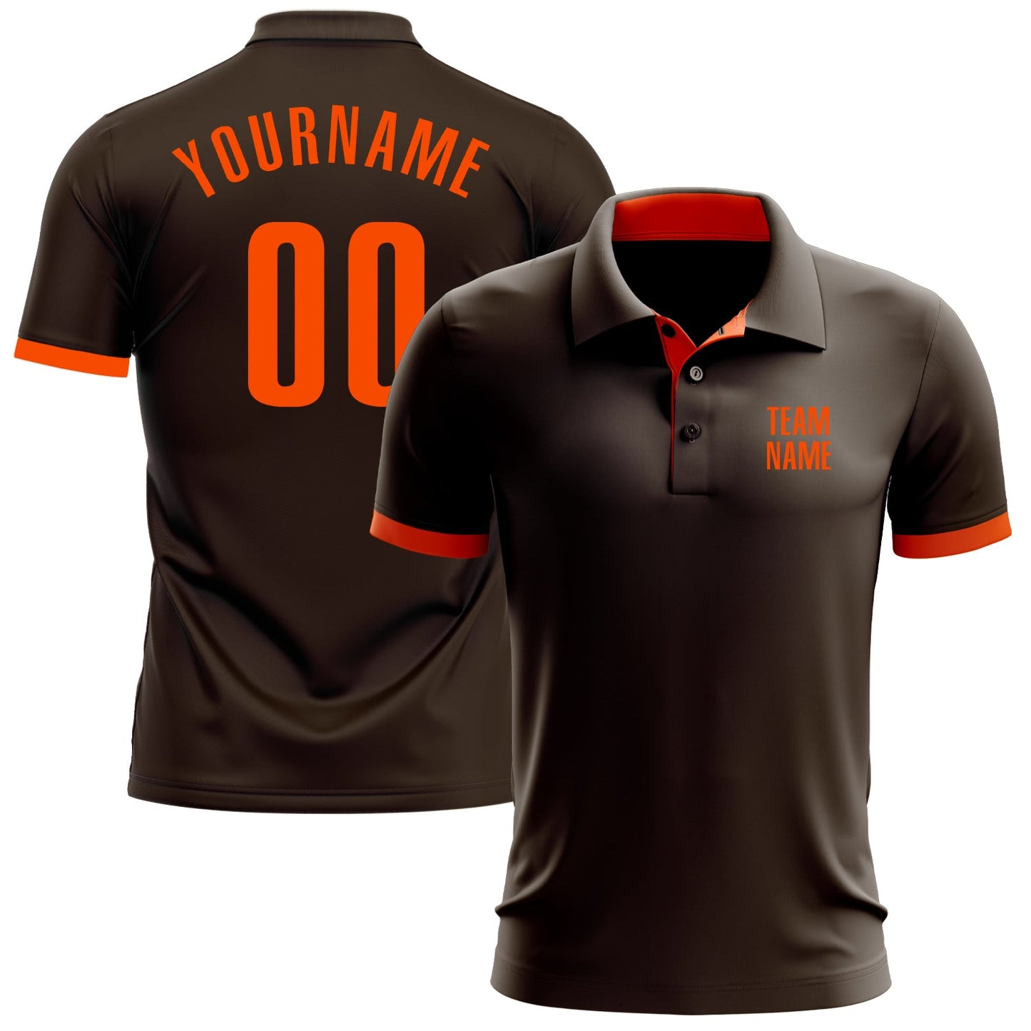 Custom Brown Orange Performance Golf Polo Shirt - Main View