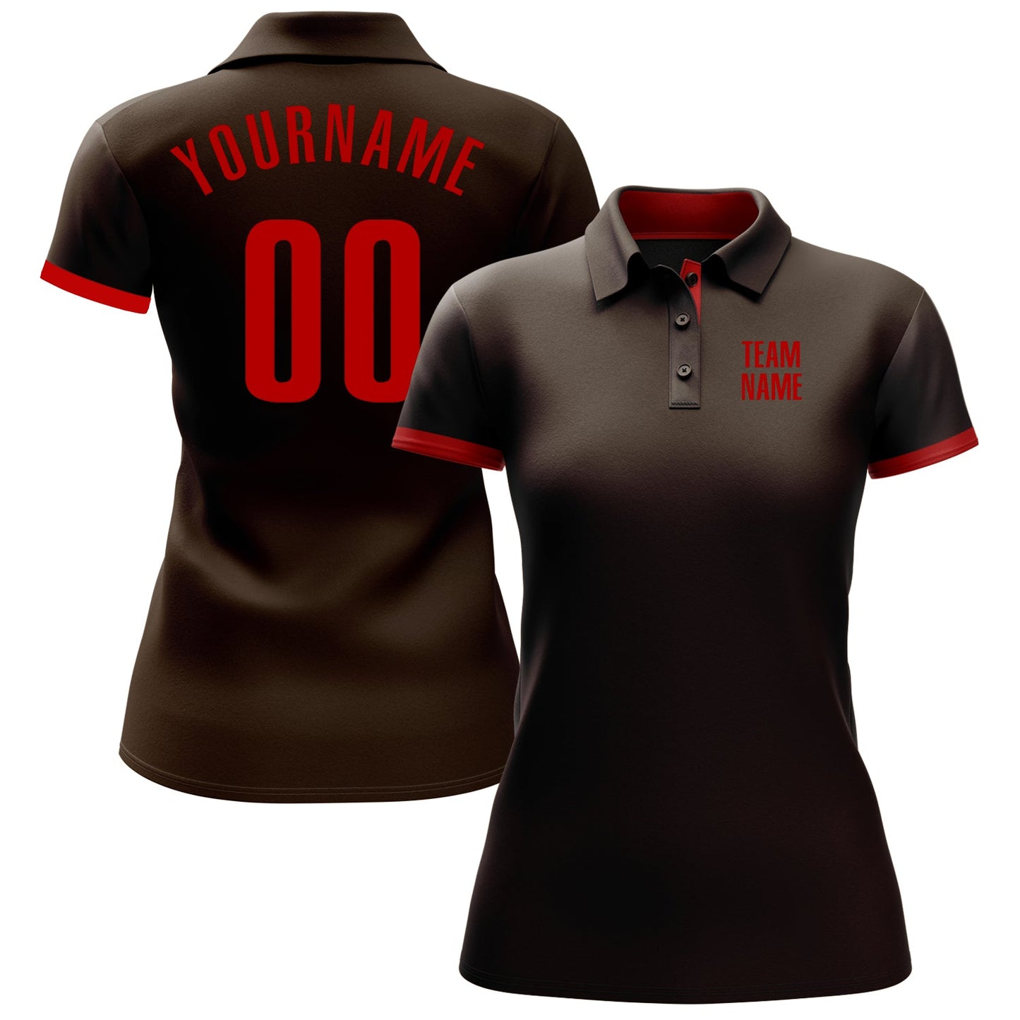 Custom Brown Red Performance Golf Polo Shirt view 2