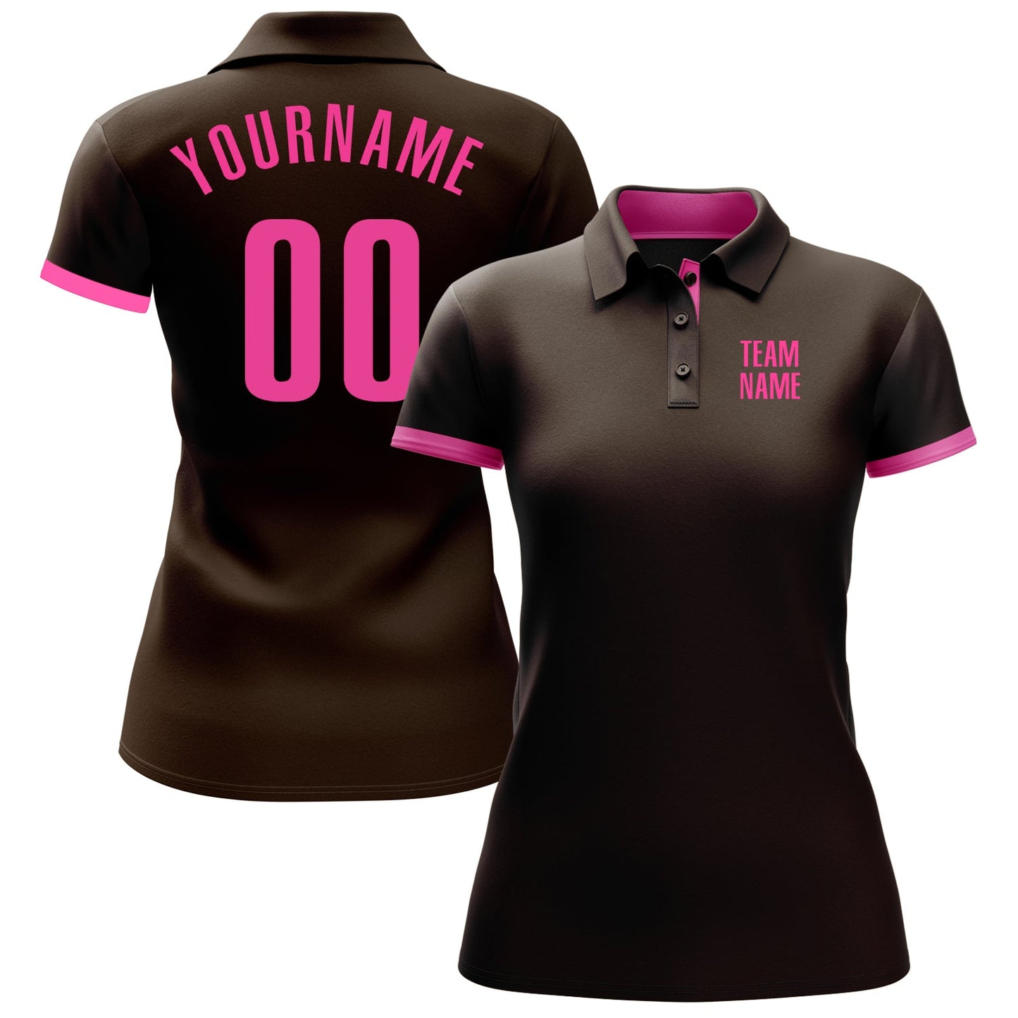 Custom Brown Pink Performance Golf Polo Shirt view 2