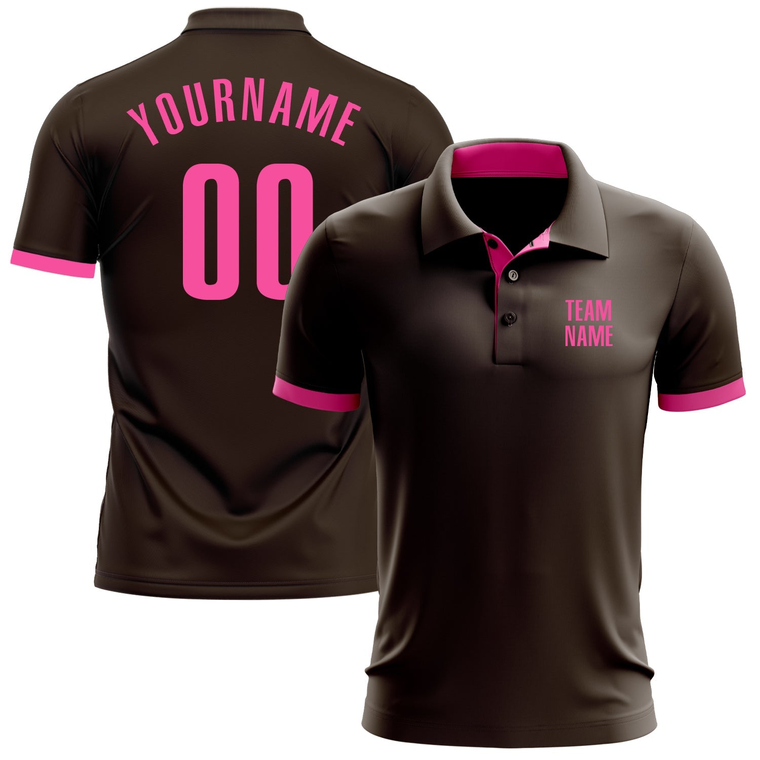 Custom Brown Pink Performance Golf Polo Shirt - Main View