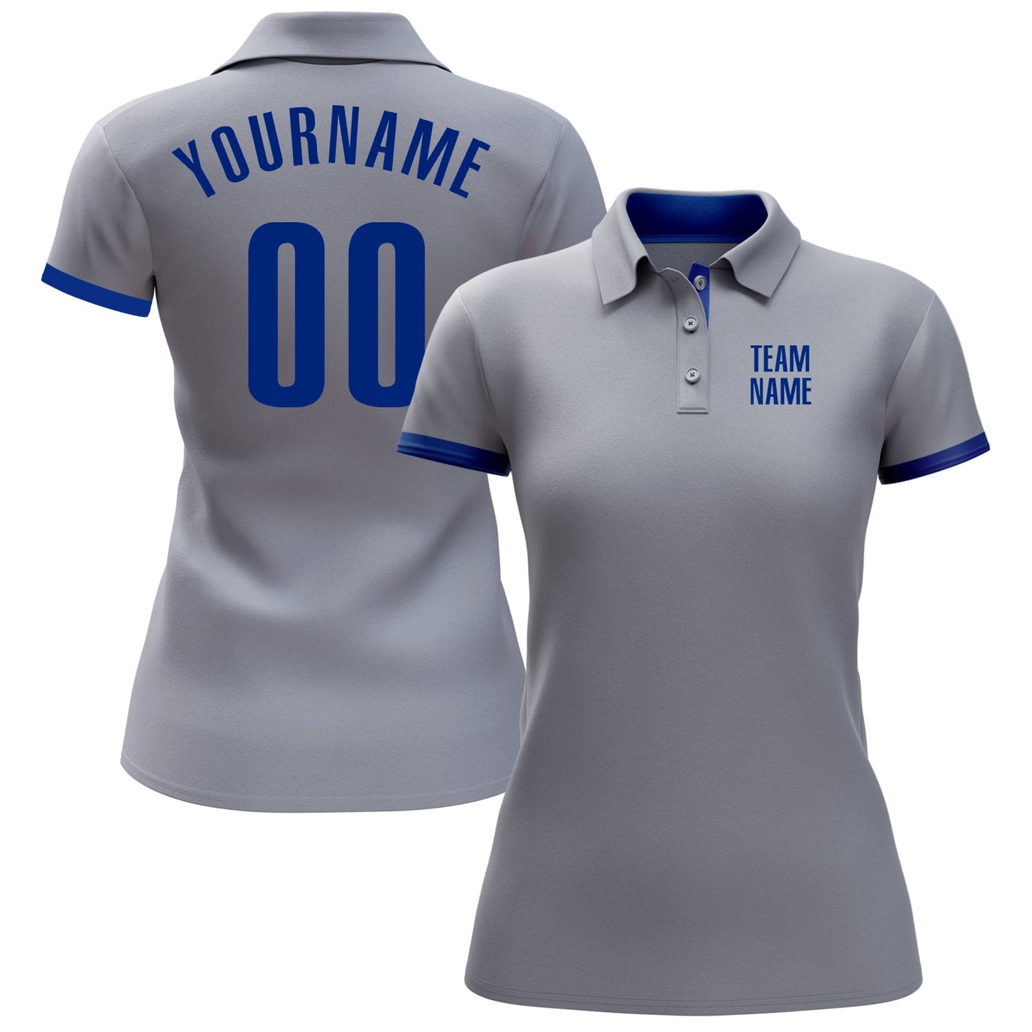 Custom Gray Royal Performance Golf Polo Shirt view 2