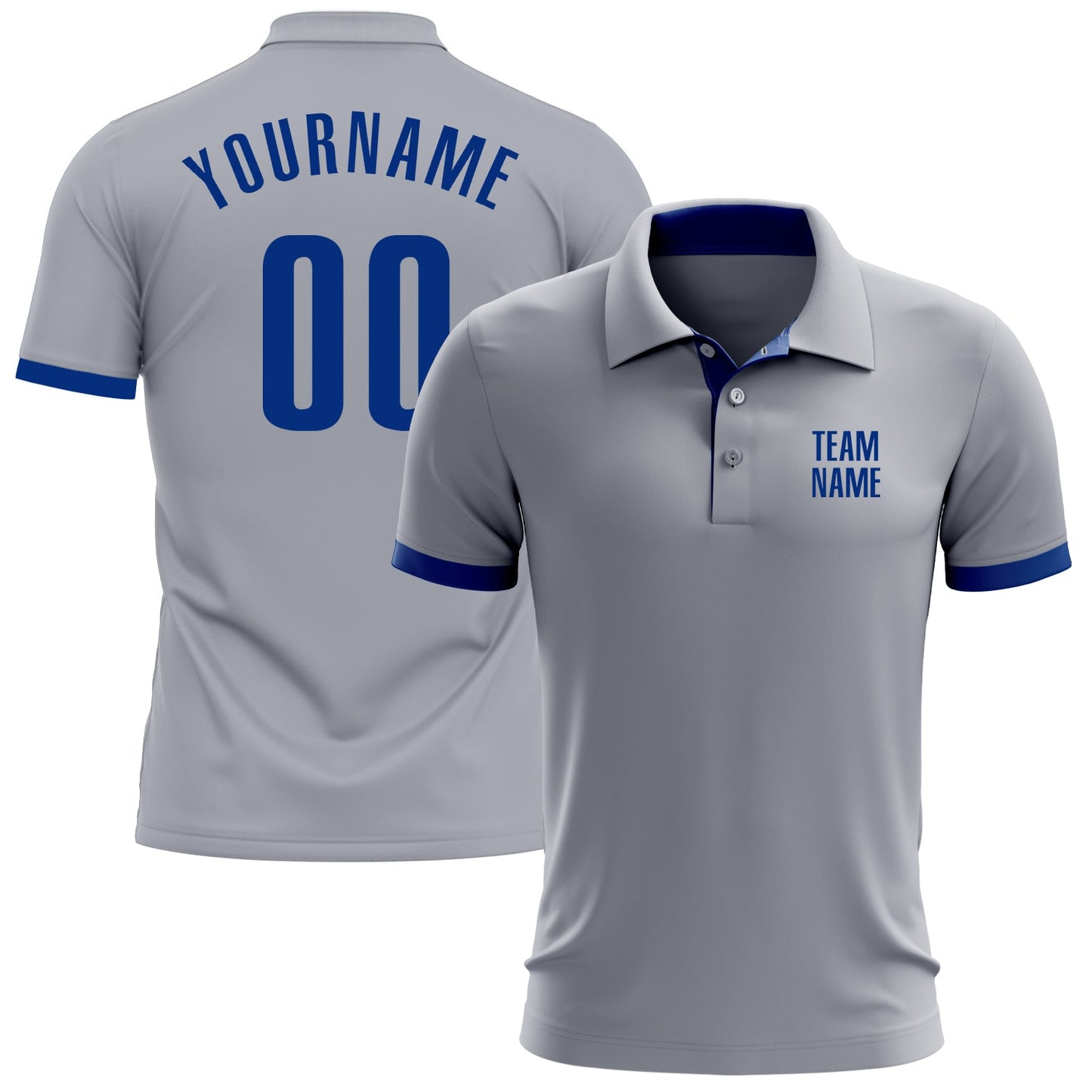 Custom Gray Royal Performance Golf Polo Shirt - Main View