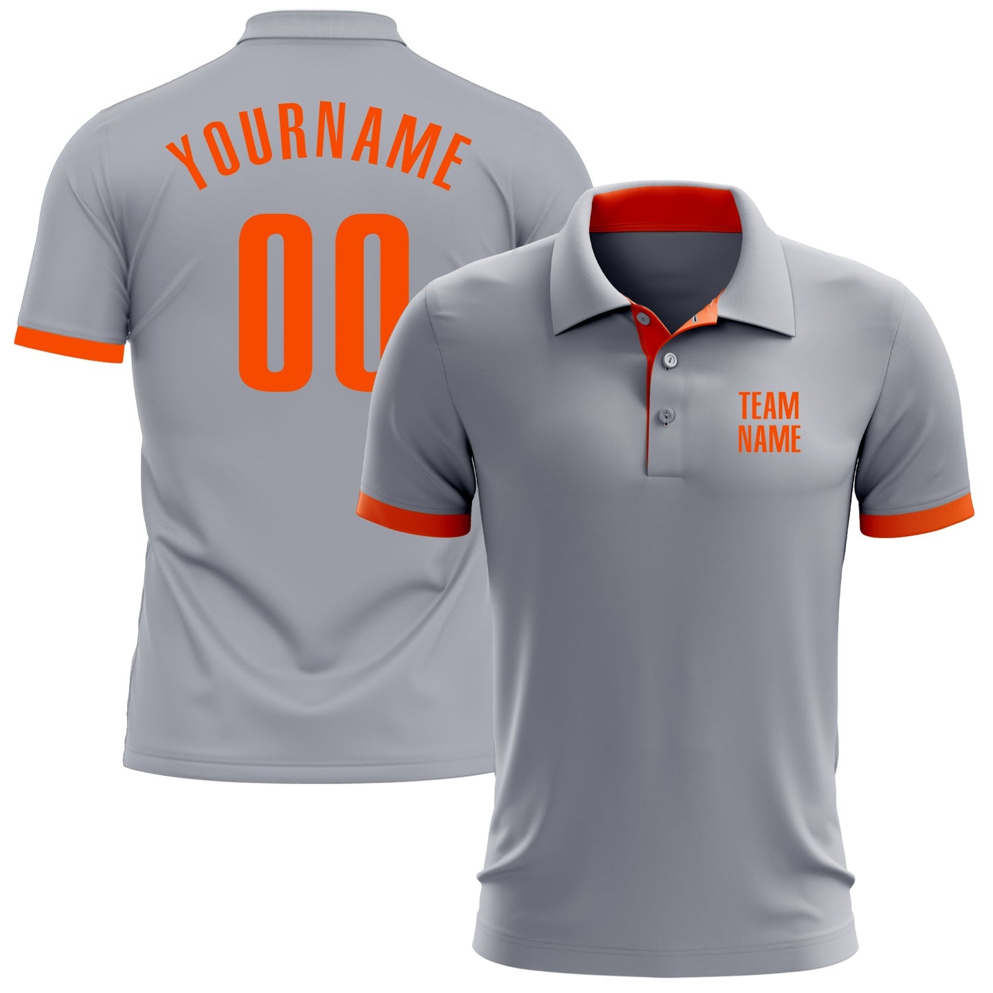 Custom Gray Orange Performance Golf Polo Shirt - Main View