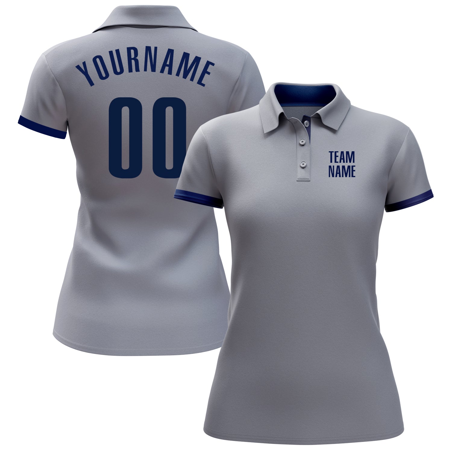 Custom Gray Navy Performance Golf Polo Shirt view 2
