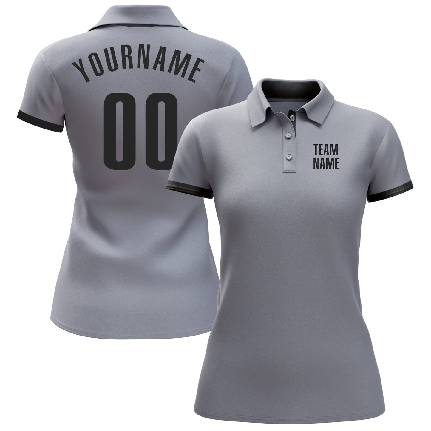 Custom Gray Black Performance Golf Polo Shirt view 2