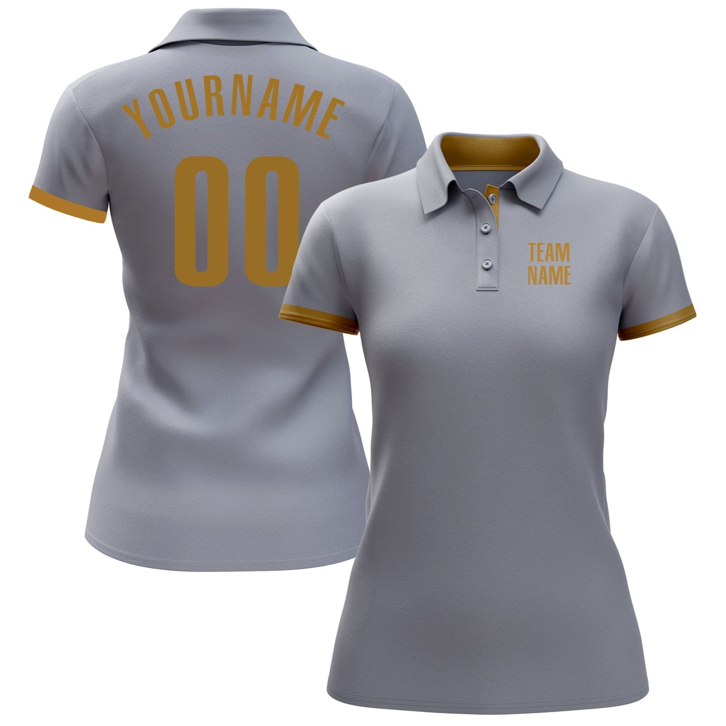 Custom Gray Old Gold Performance Golf Polo Shirt view 2