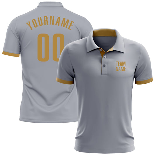 Custom Gray Old Gold Performance Golf Polo Shirt - Main View