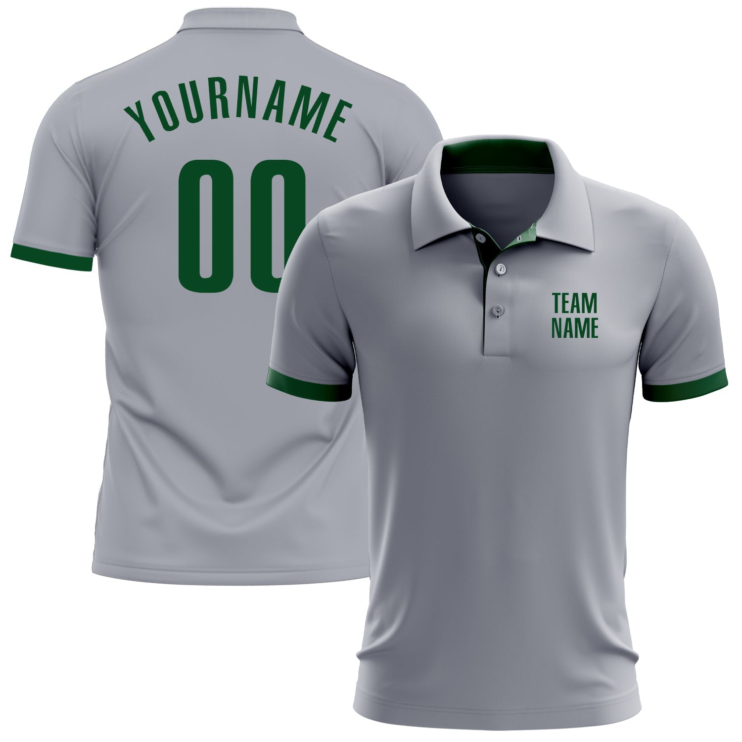 Custom Gray Green Performance Golf Polo Shirt - Main View