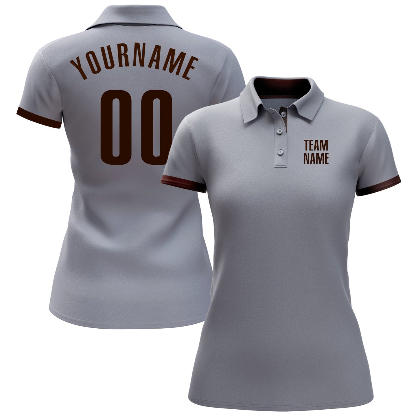 Custom Gray Brown Performance Golf Polo Shirt view 2