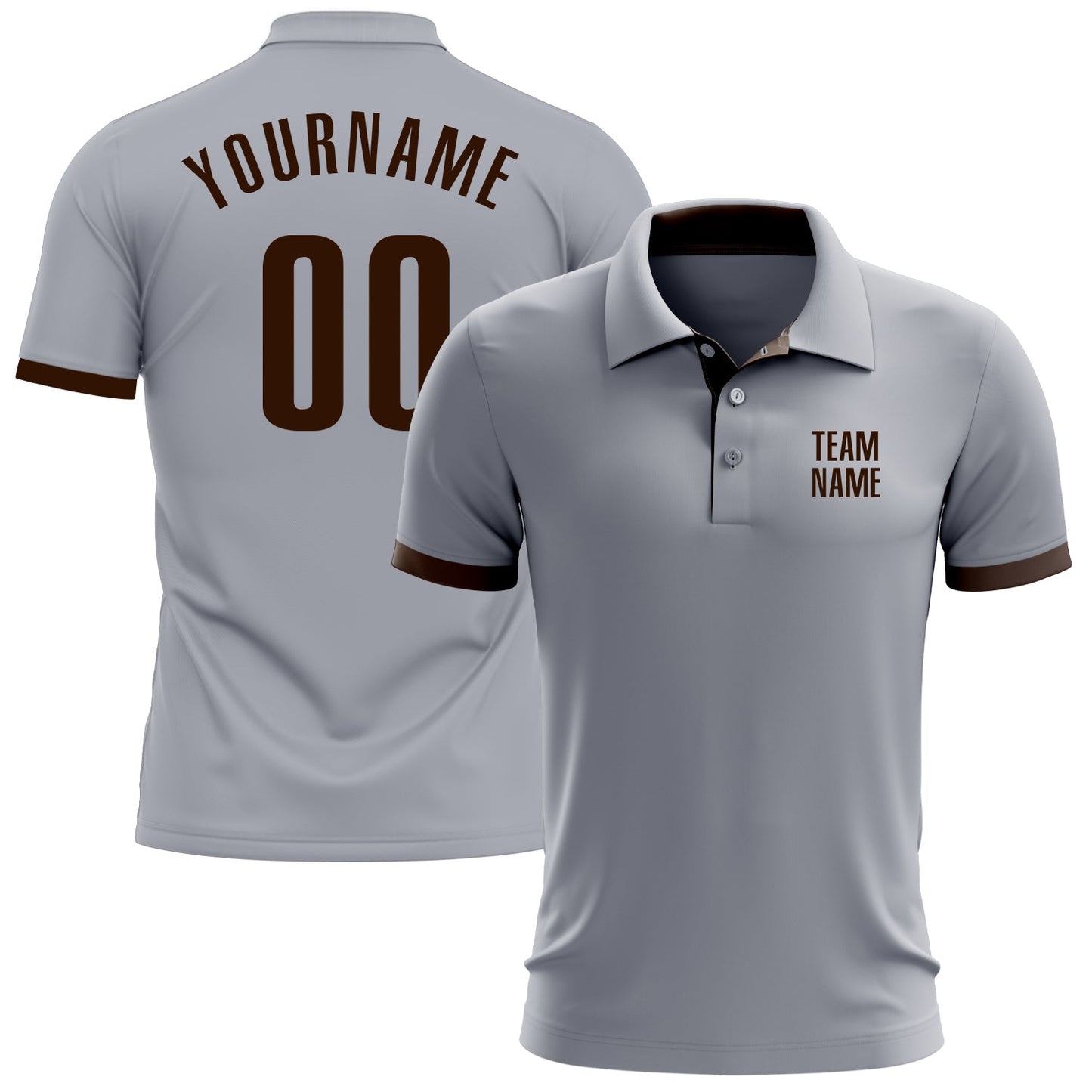 Custom Gray Brown Performance Golf Polo Shirt - Main View