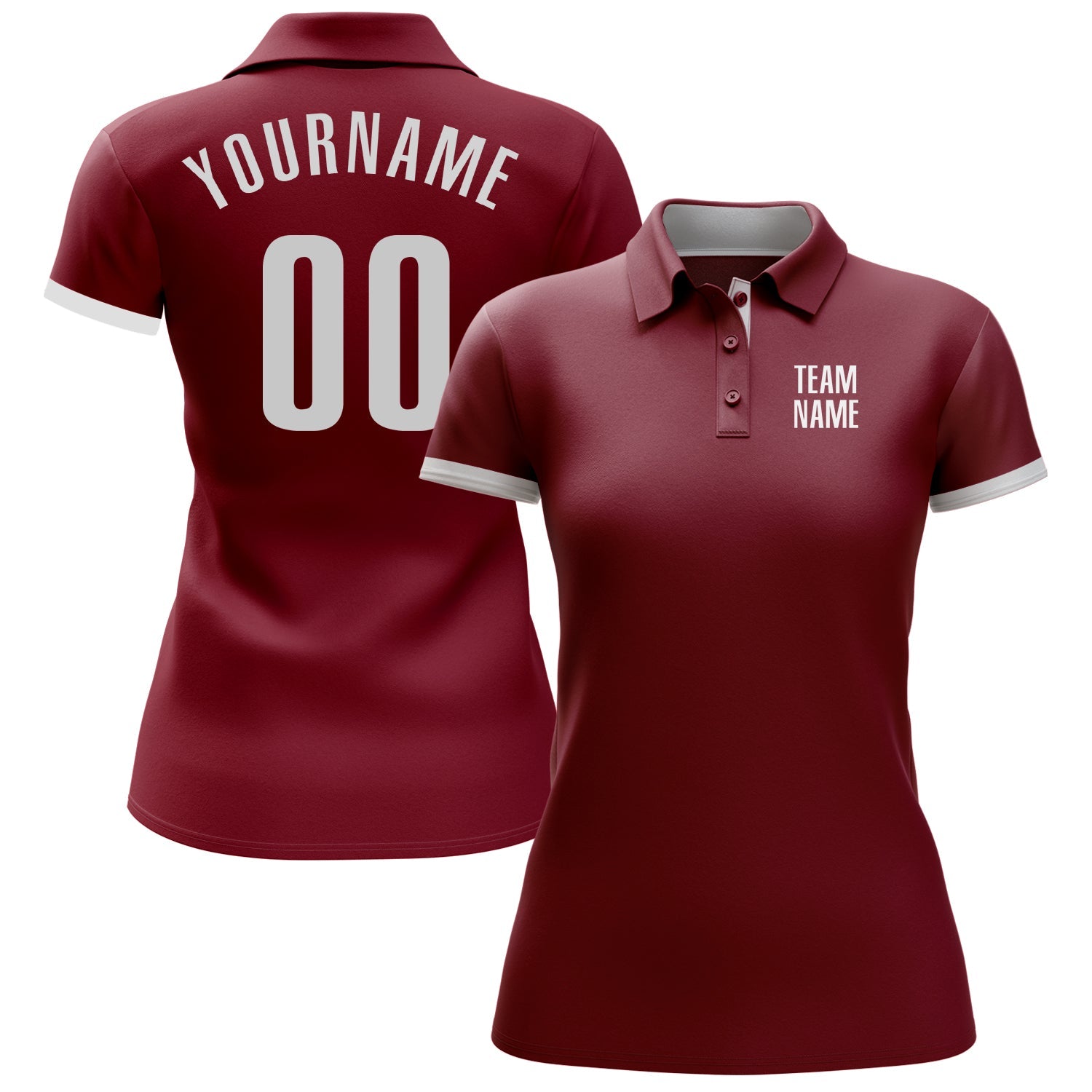 Custom Crimson White Performance Golf Polo Shirt view 2