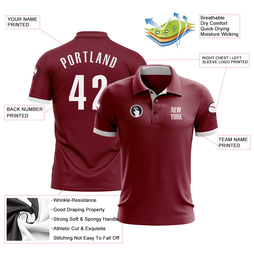 Custom Crimson White Performance Golf Polo Shirt view 3