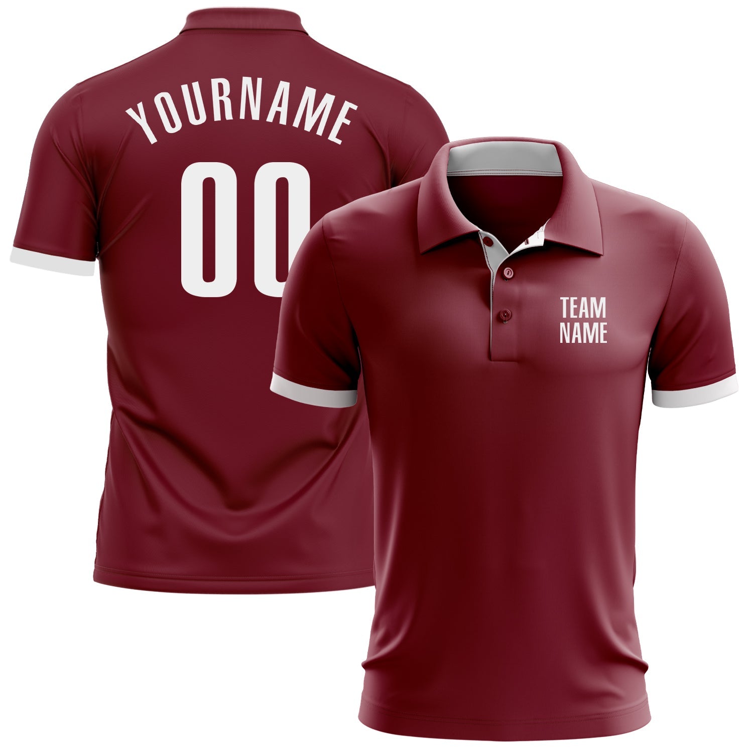 Custom Crimson White Performance Golf Polo Shirt - Main View