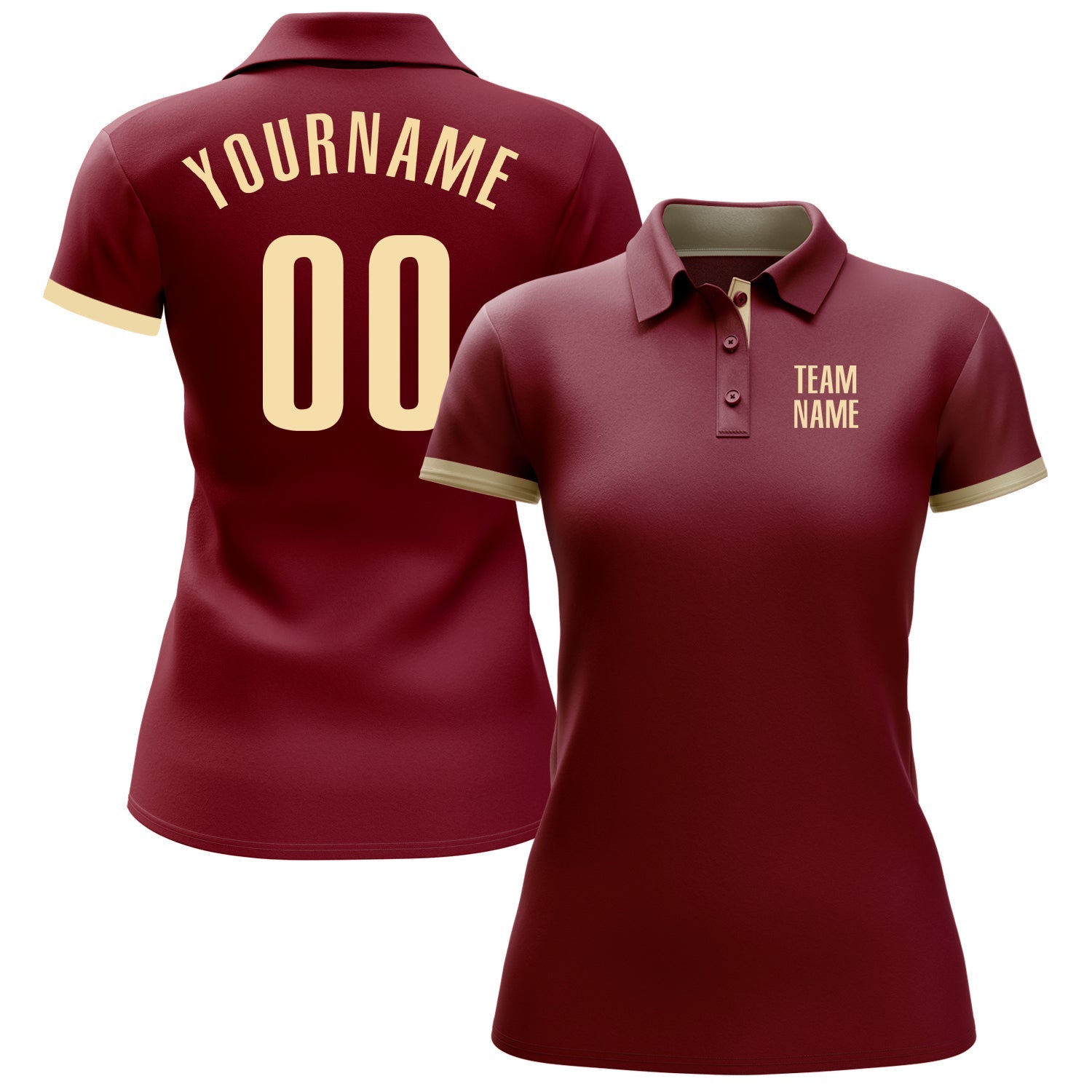 Custom Crimson Cream Performance Golf Polo Shirt view 2