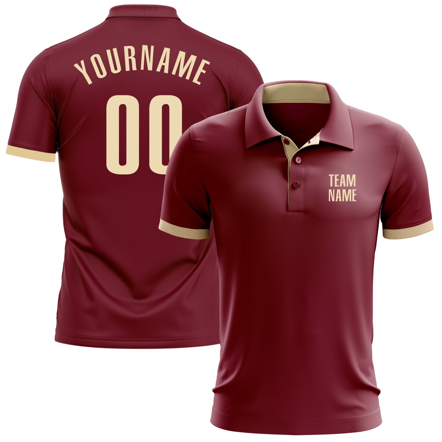Custom Crimson Cream Performance Golf Polo Shirt - Main View