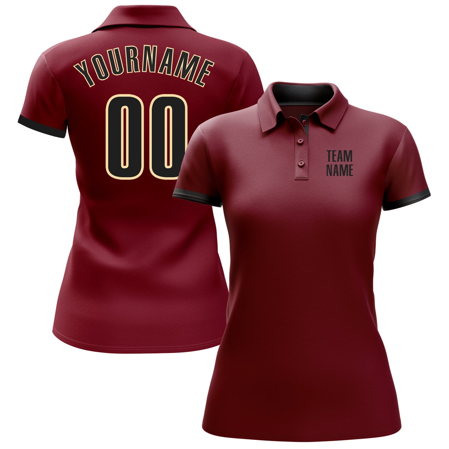 Custom Crimson Black-Cream Performance Golf Polo Shirt view 2