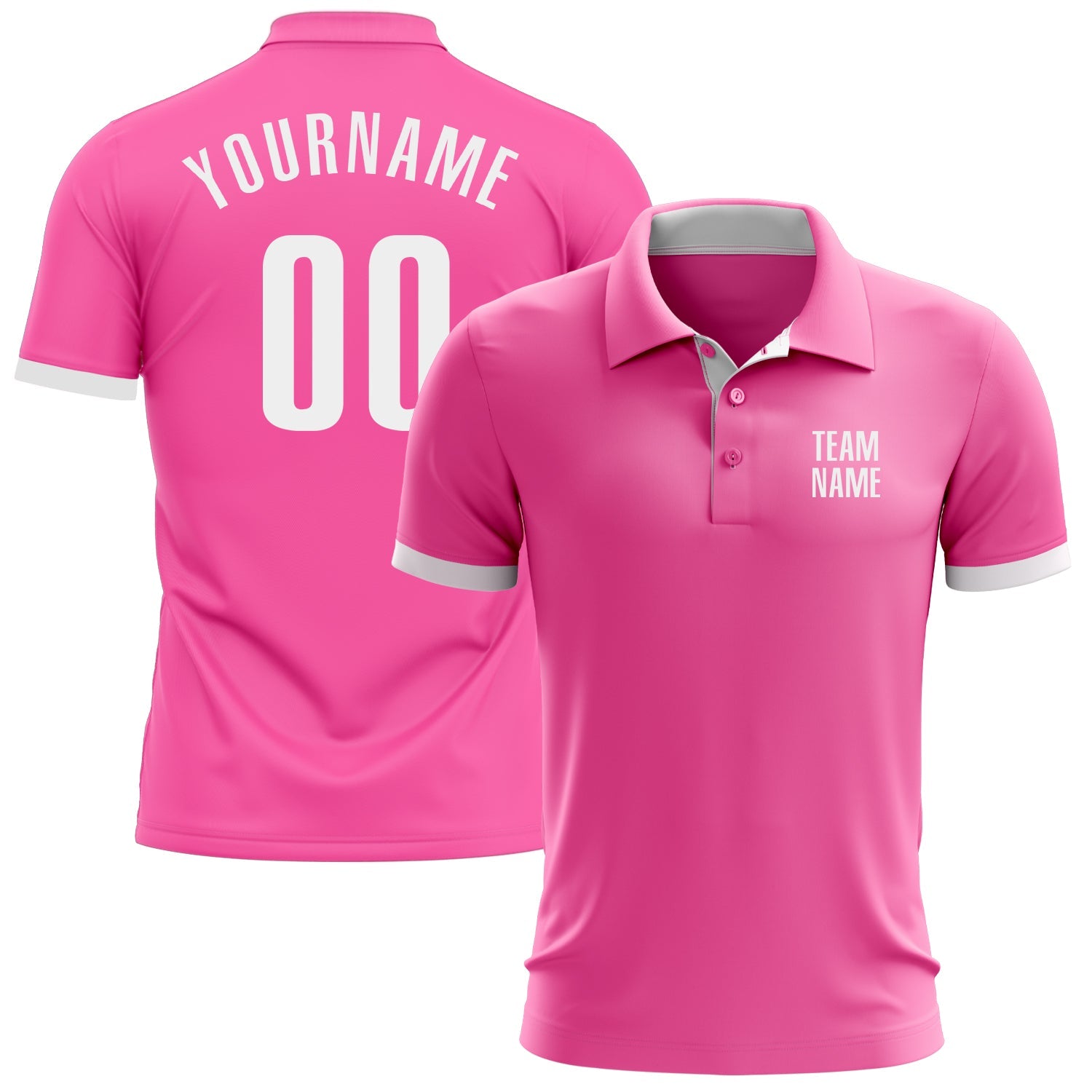 Custom Pink White Performance Golf Polo Shirt - Main View