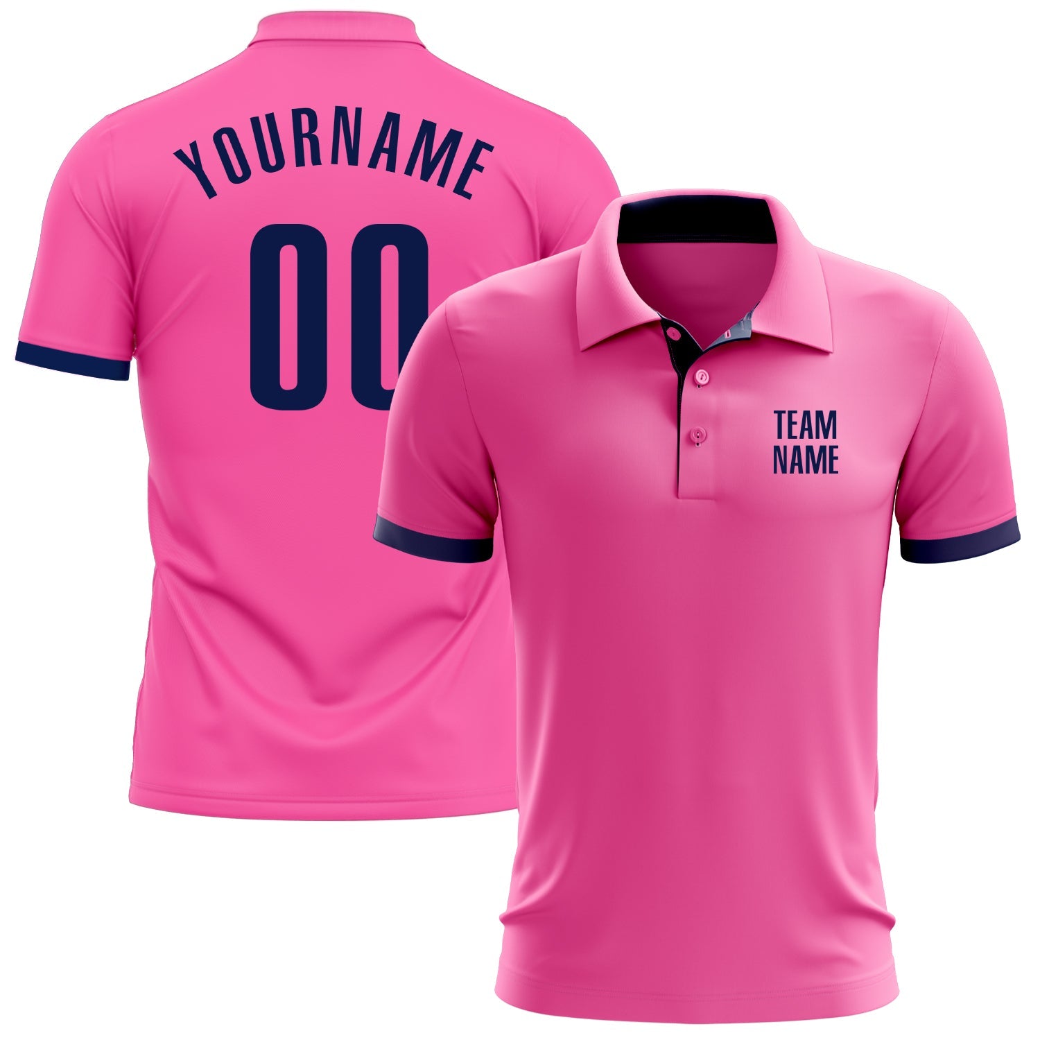 Custom Pink Navy Performance Golf Polo Shirt - Main View