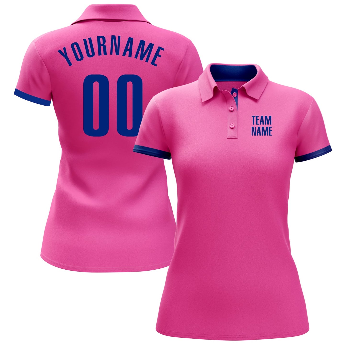 Custom Pink Royal Performance Golf Polo Shirt view 2