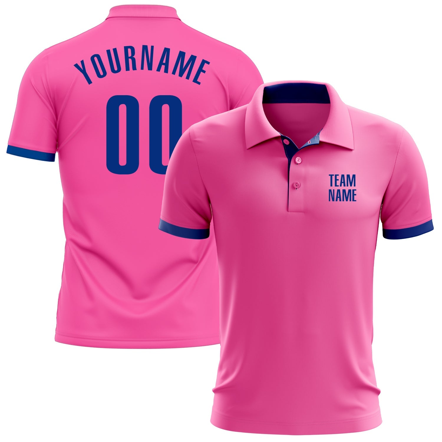 Custom Pink Royal Performance Golf Polo Shirt - Main View