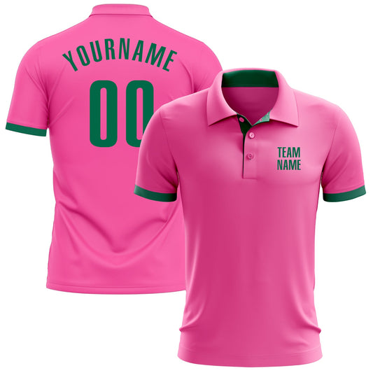 Custom Pink Kelly Green Performance Golf Polo Shirt - Main View