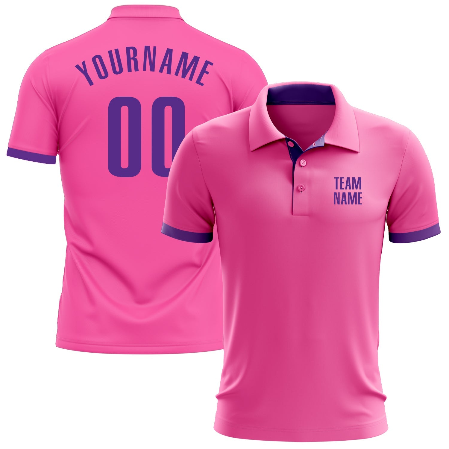 Custom Pink Purple Performance Golf Polo Shirt - Main View
