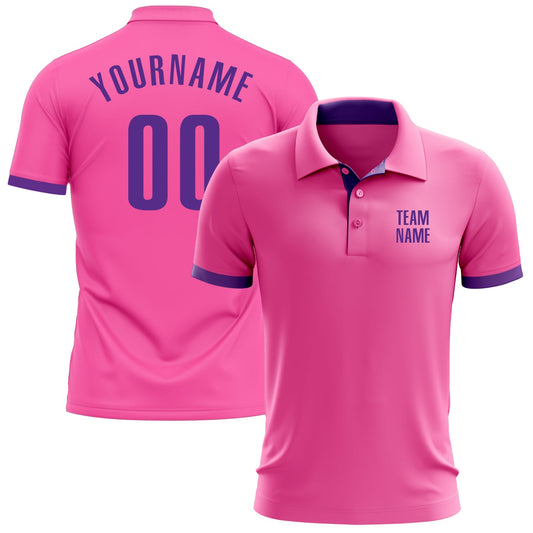 Custom Pink Purple Performance Golf Polo Shirt - Main View