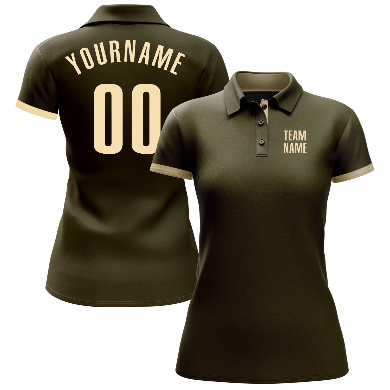 Custom Olive Cream Performance Salute To Service Golf Polo Shirt view 2