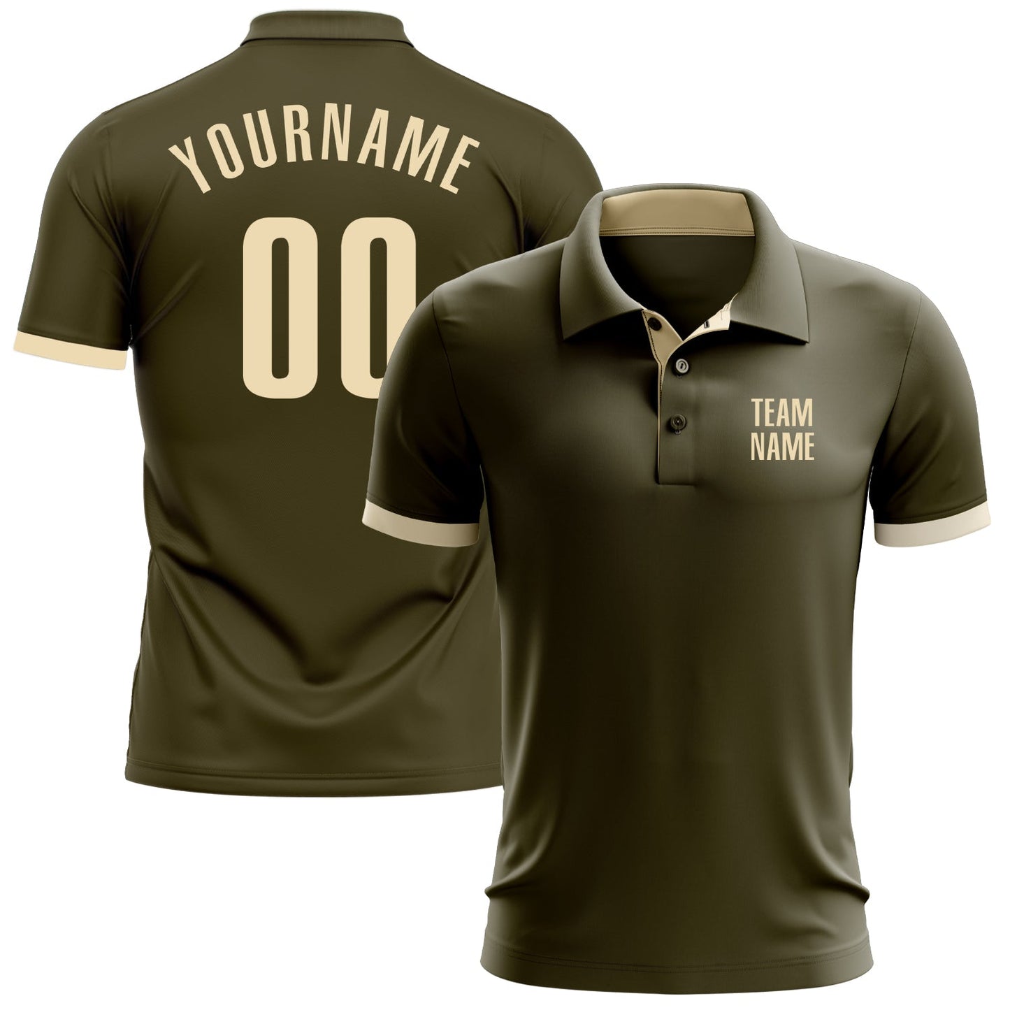 Custom Olive Cream Performance Salute To Service Golf Polo Shirt - Main View