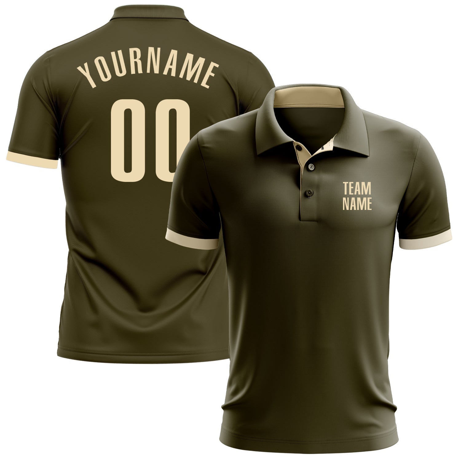 Custom Olive Cream Performance Salute To Service Golf Polo Shirt - Main View