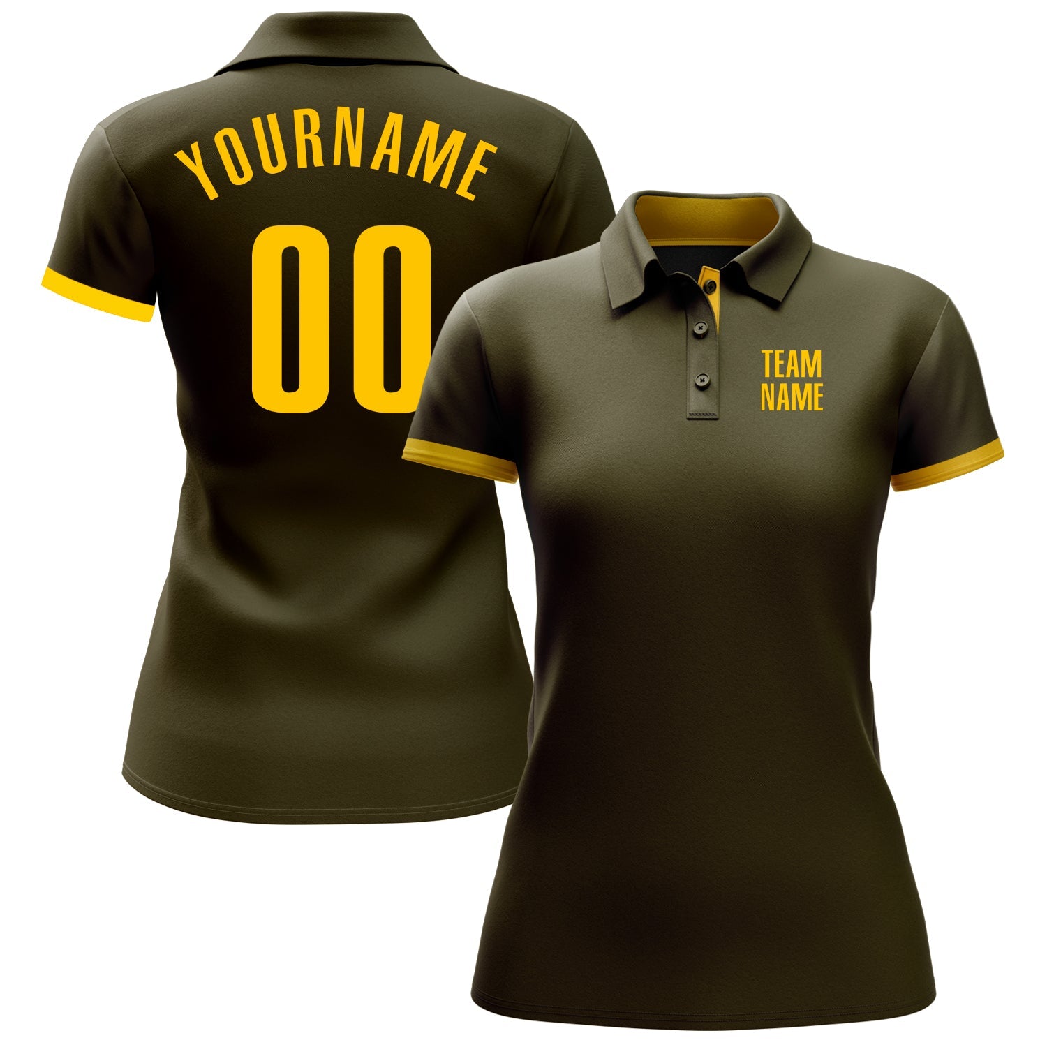 Custom Olive Yellow Performance Salute To Service Golf Polo Shirt view 2