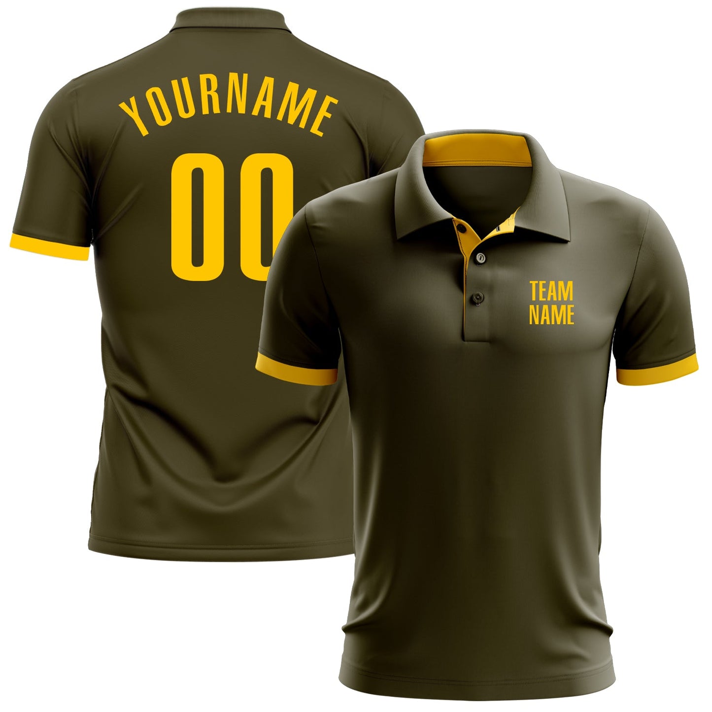 Custom Olive Yellow Performance Salute To Service Golf Polo Shirt - Main View