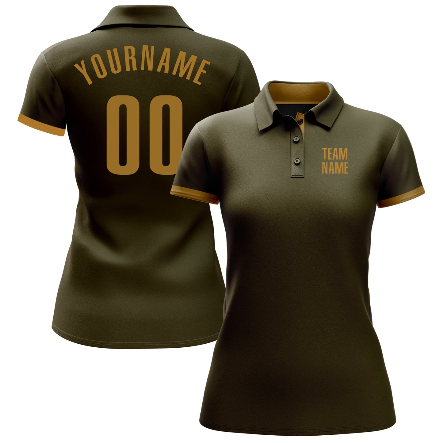 Custom Olive Old Gold Performance Salute To Service Golf Polo Shirt view 2