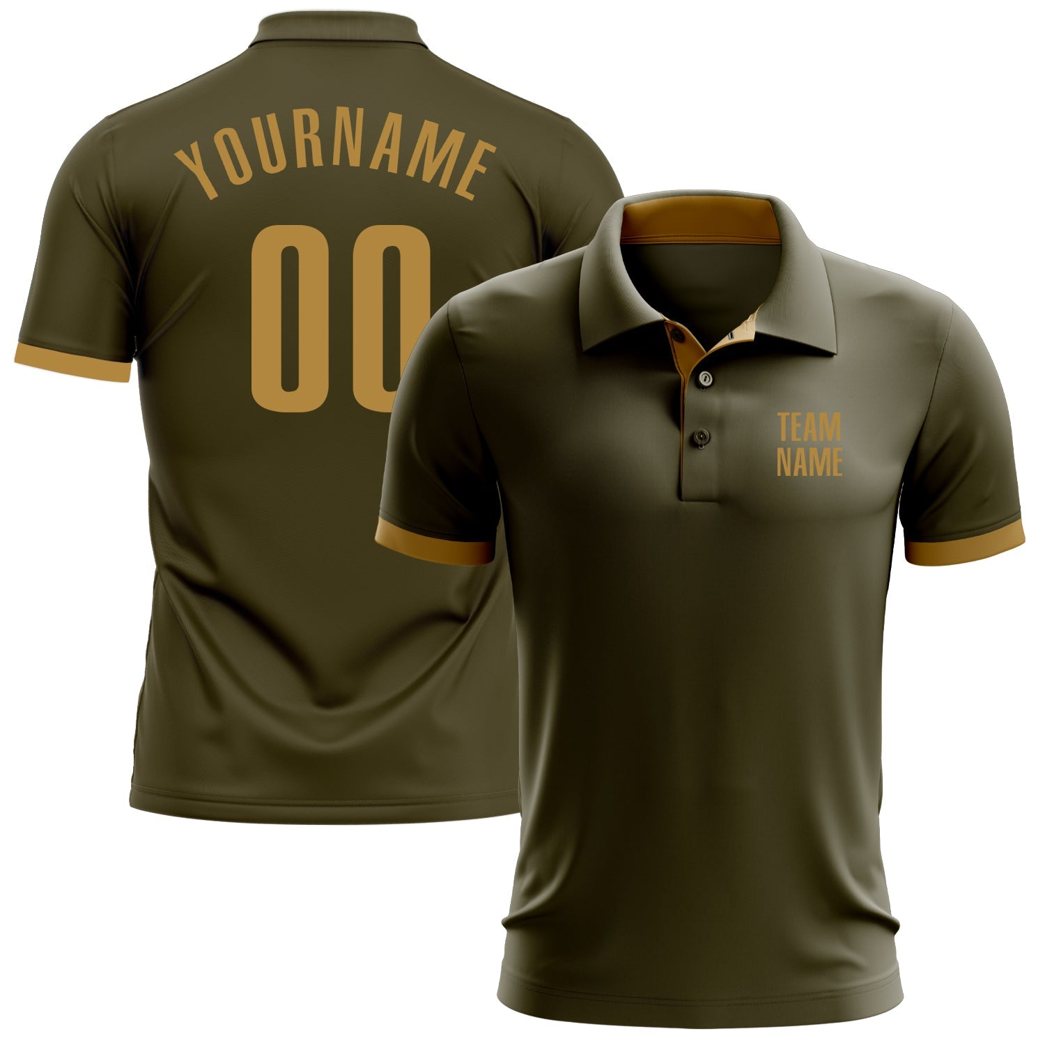 Custom Olive Old Gold Performance Salute To Service Golf Polo Shirt - Main View