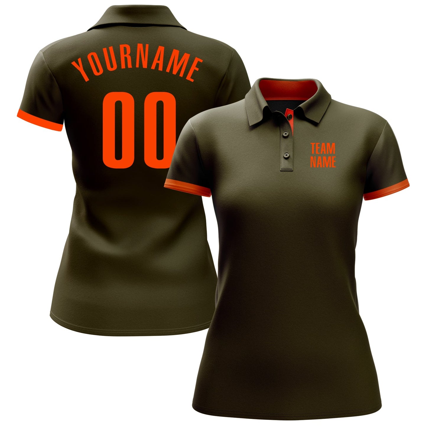 Custom Olive Orange Performance Salute To Service Golf Polo Shirt view 2