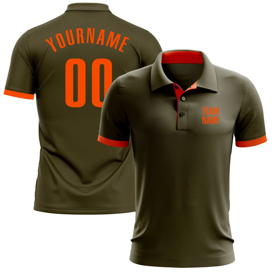 Custom Olive Orange Performance Salute To Service Golf Polo Shirt - Main View