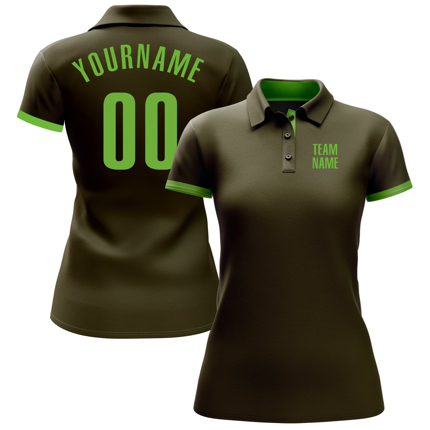 Custom Olive Neon Green Performance Salute To Service Golf Polo Shirt view 2