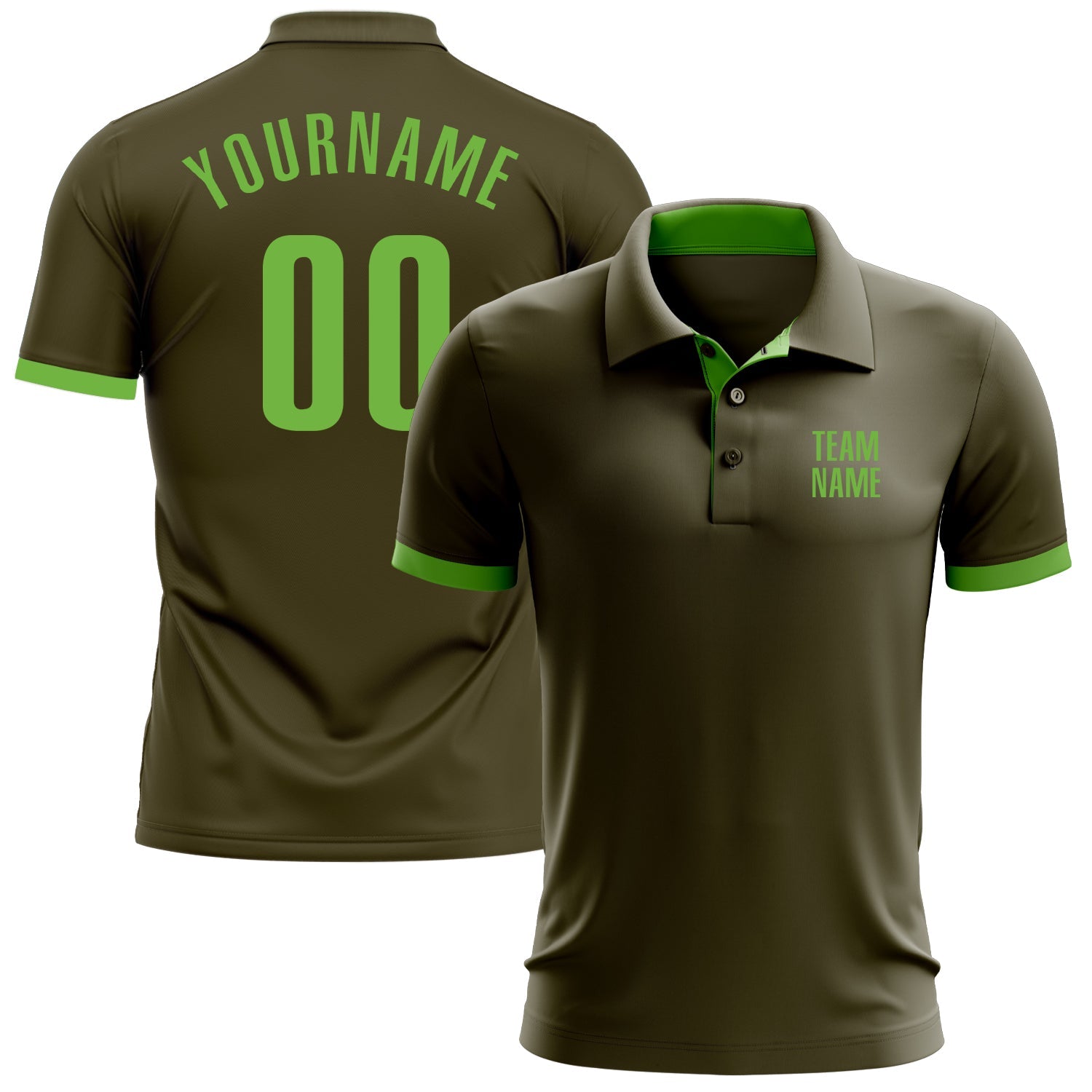 Custom Olive Neon Green Performance Salute To Service Golf Polo Shirt - Main View