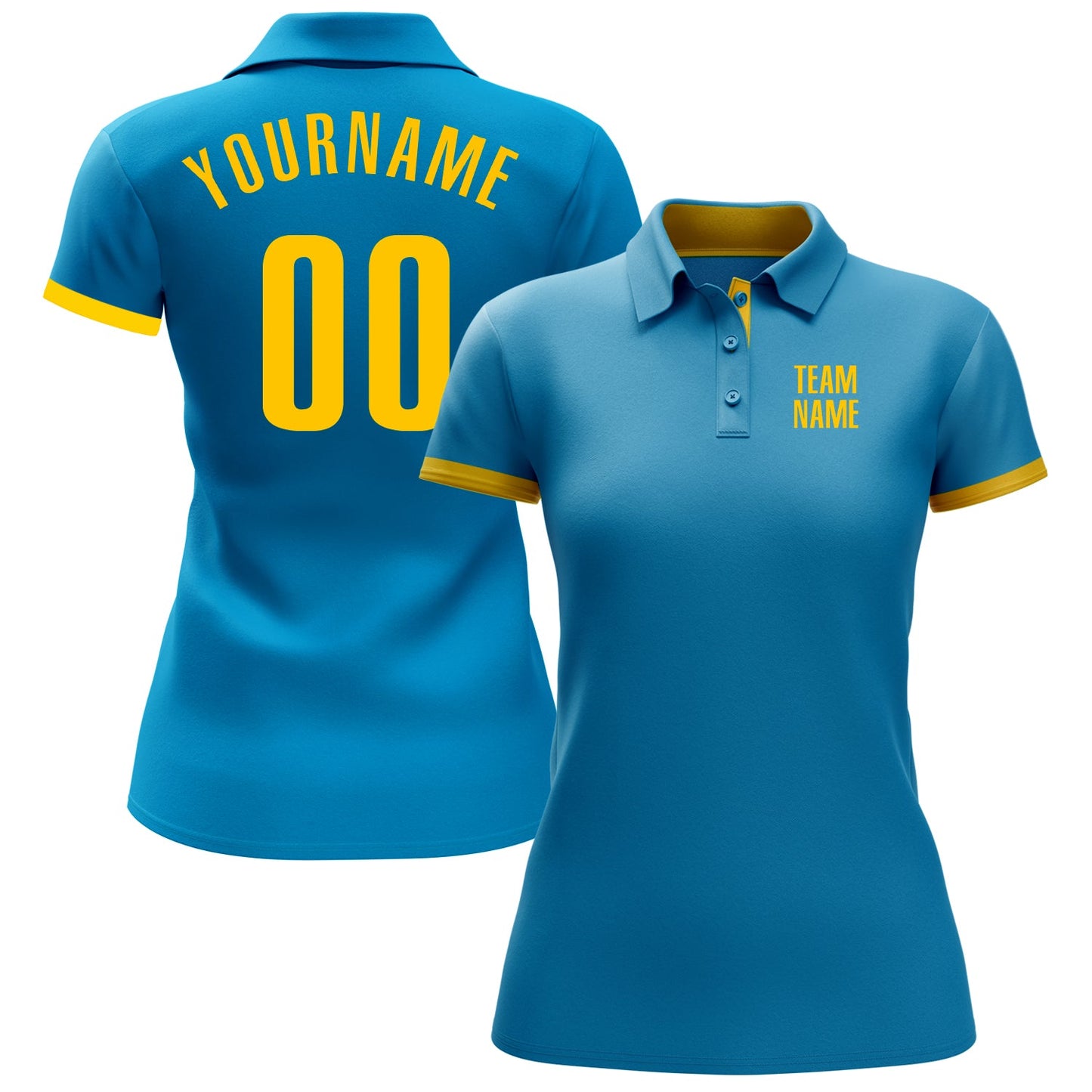 Custom Panther Blue Yellow Performance Golf Polo Shirt view 2