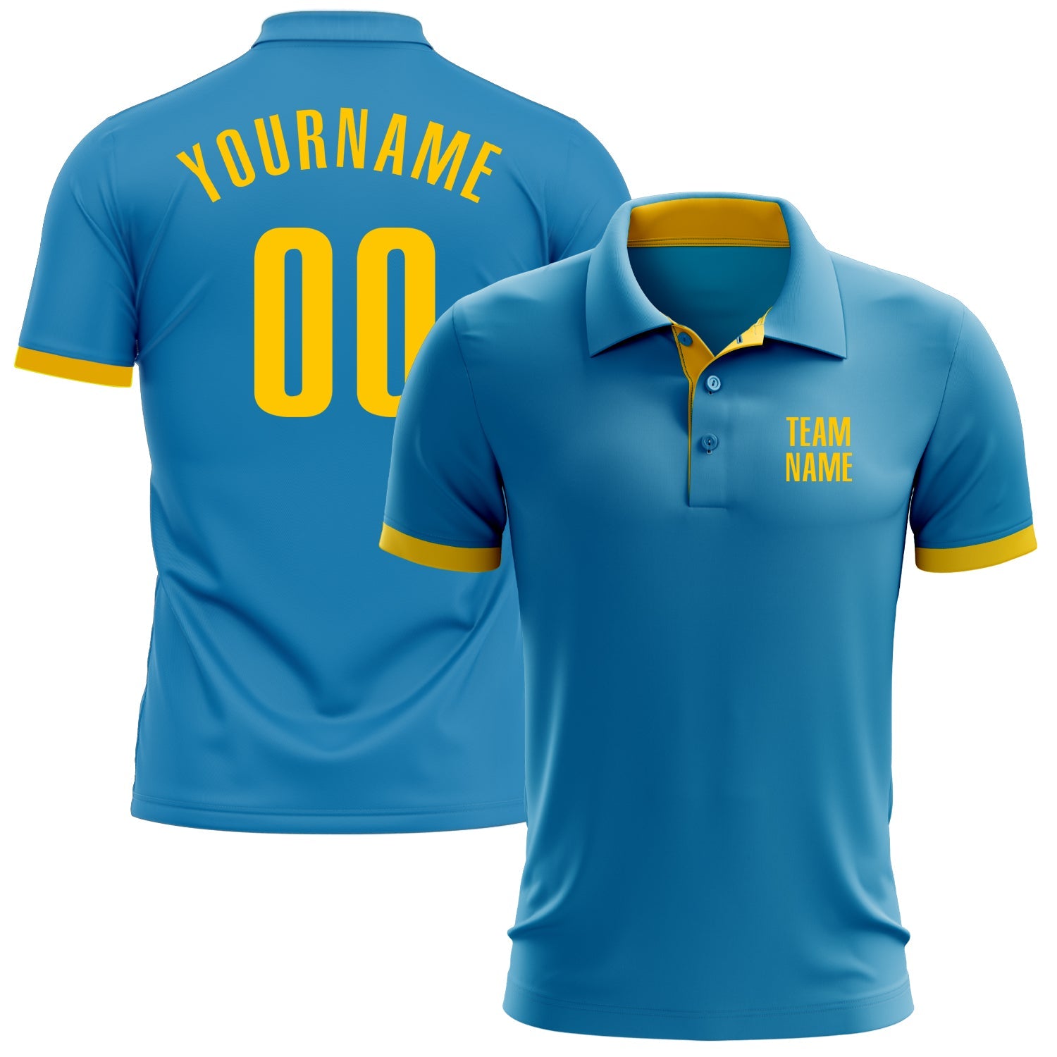 Custom Panther Blue Yellow Performance Golf Polo Shirt - Main View