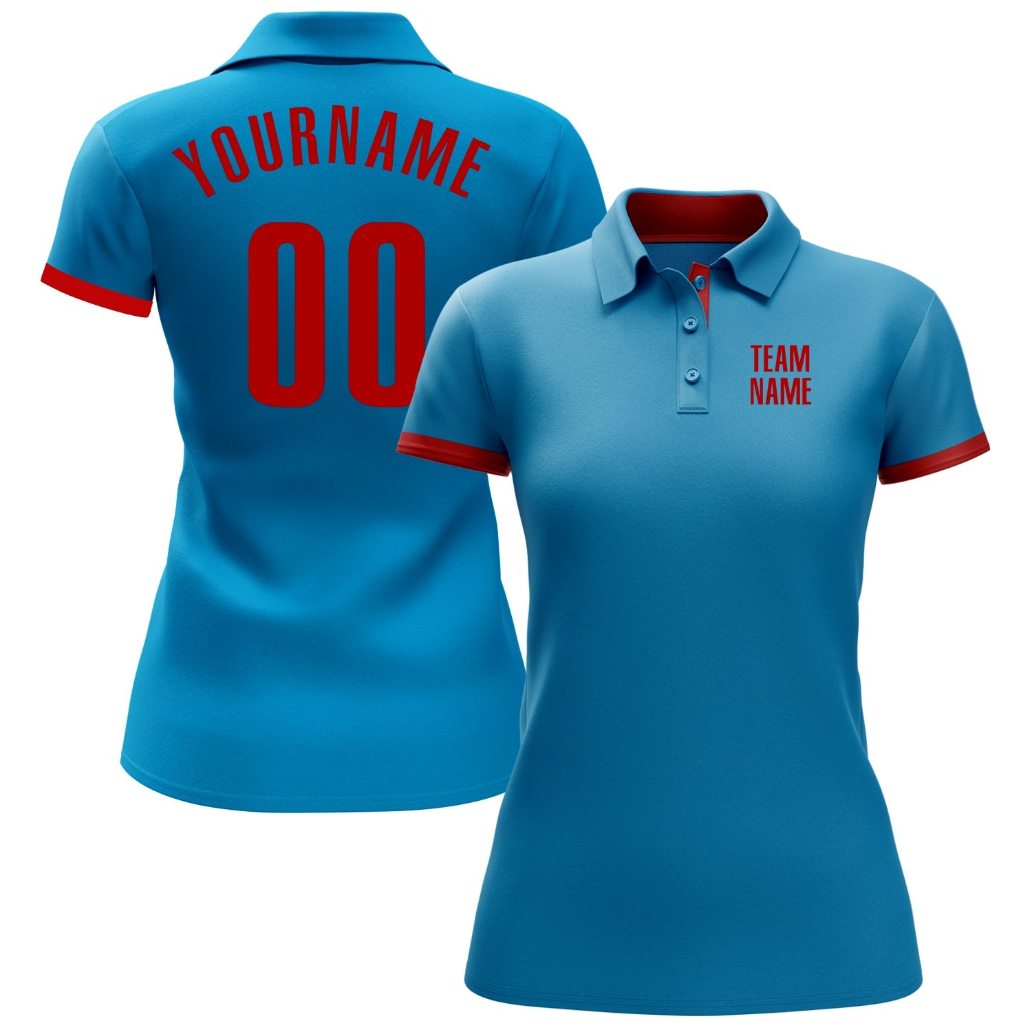 Custom Panther Blue Red Performance Golf Polo Shirt view 2